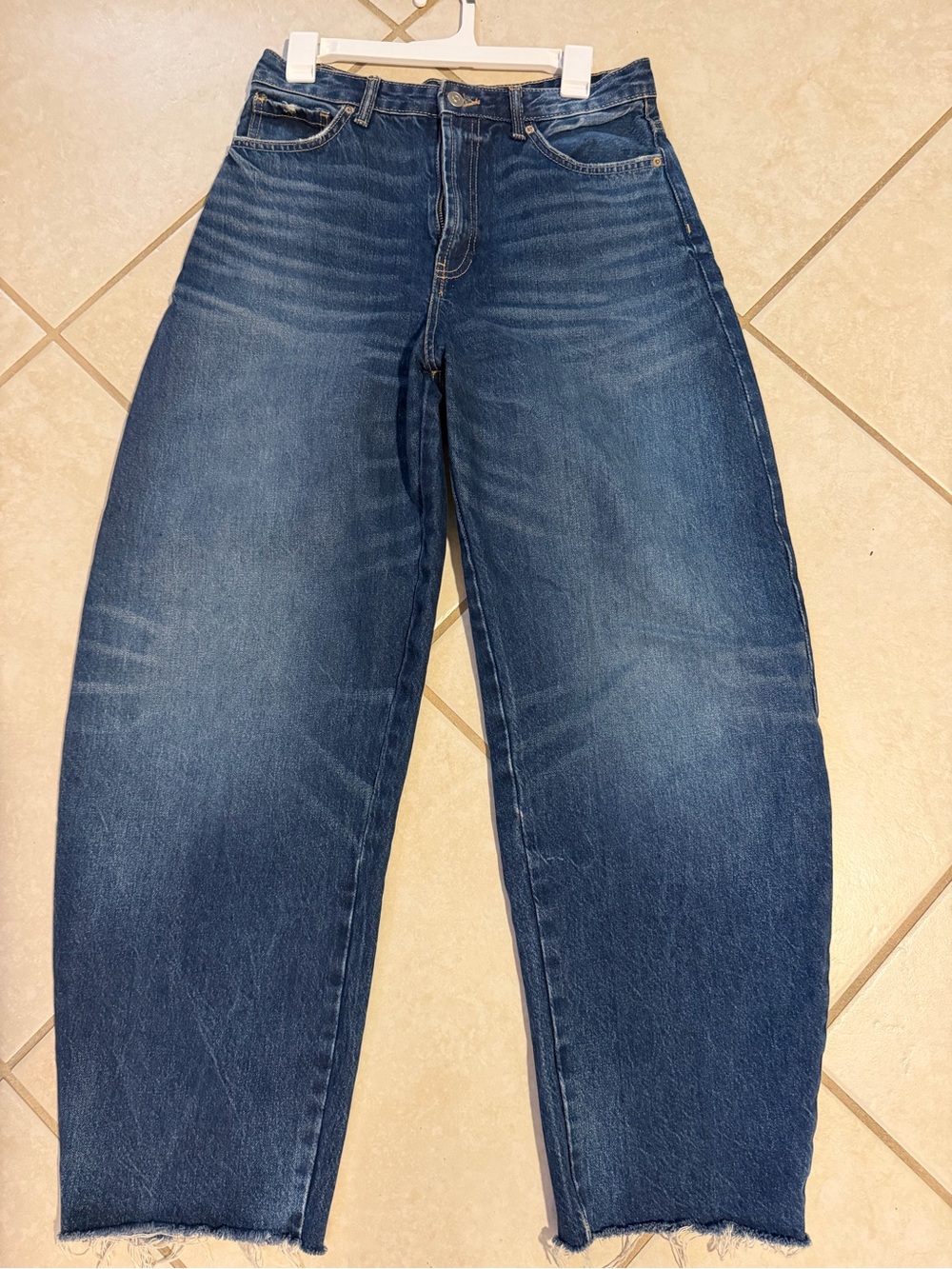 Zara High-Rise Barrel Leg Women’s Jeans - Dark Blue